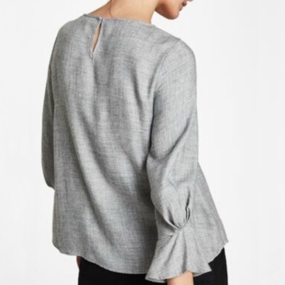 Zara Basic Grey Pearl Embellished Long Sleeve Blouse - Picture 12 of 15